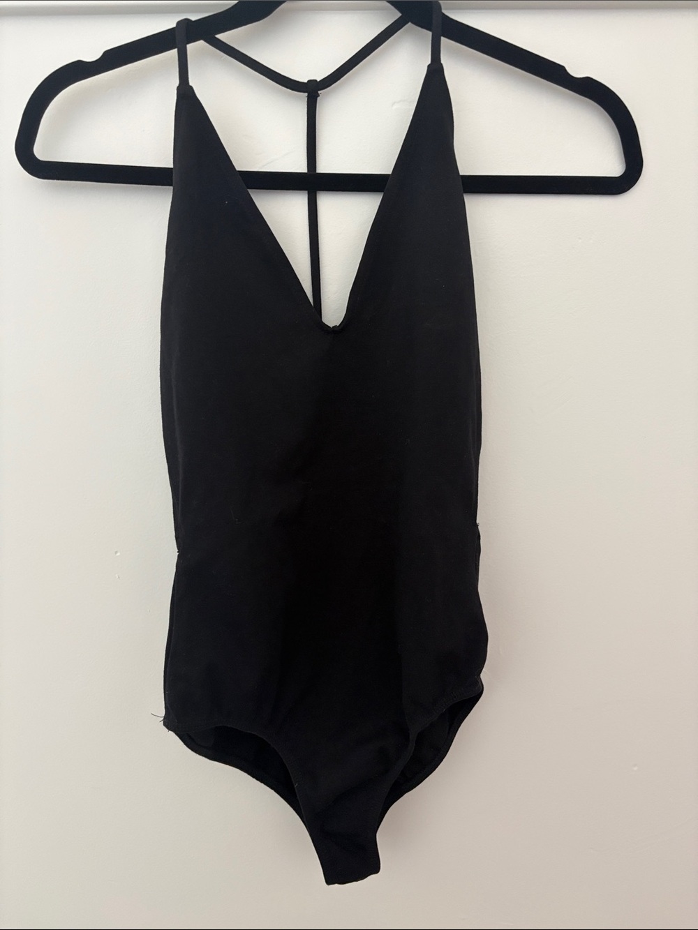 Charlotte Russe Black Deep V T-Back Bodysuit